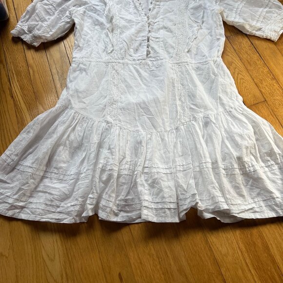 Bardot Size 12 XL White Henrietta 100% Cotton Eyelet Lace Swiss Dot Mini Dress - Picture 8 of 16